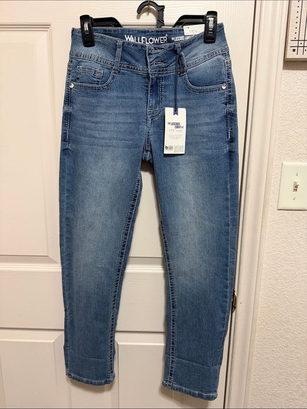 Wallflower Light Blue Cropped Mid-Rise Skinny Jeans